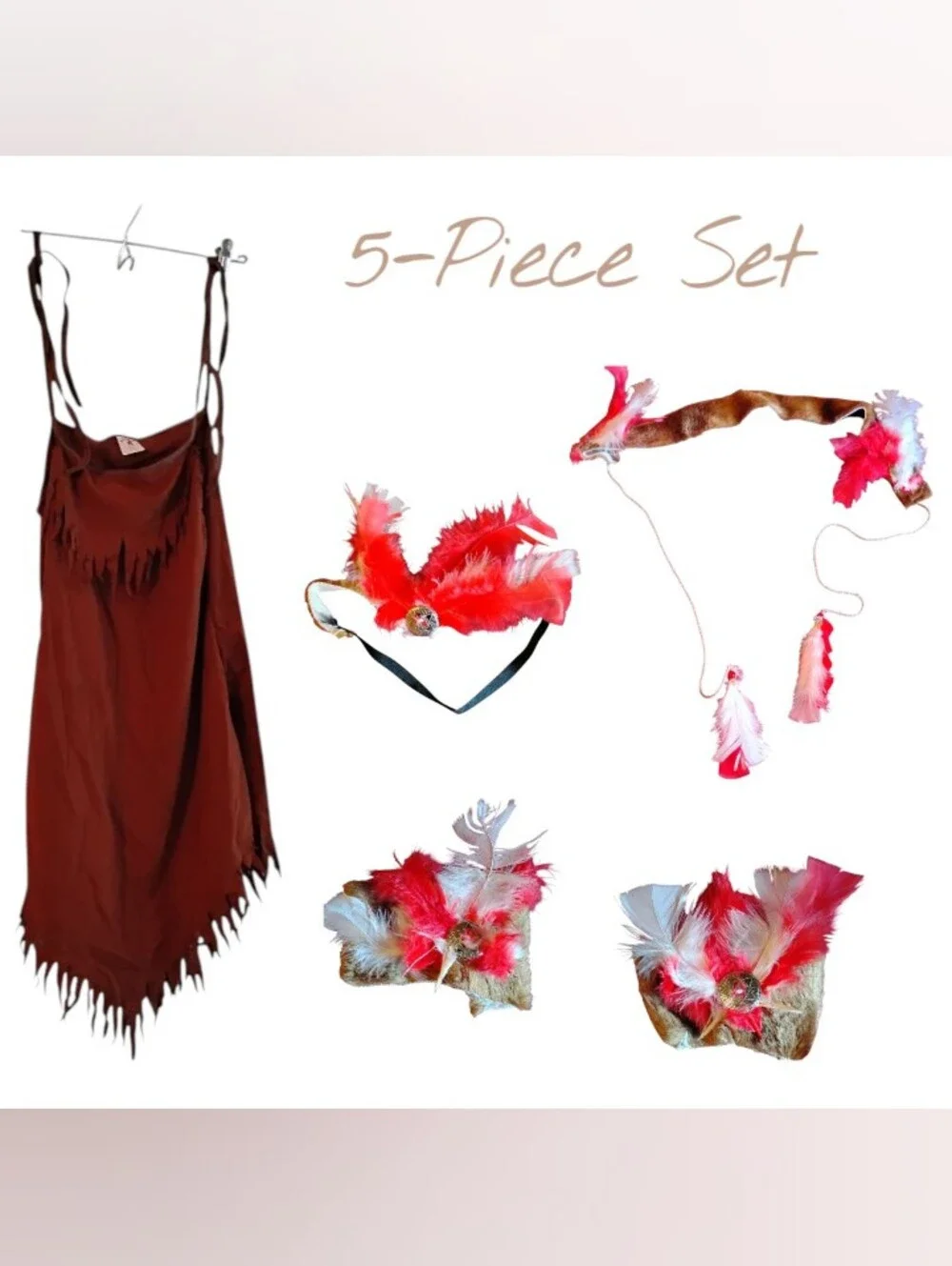 Vintage Indian Halloween Costume, 5-piece Set, Women's Size Small, Pre-owned